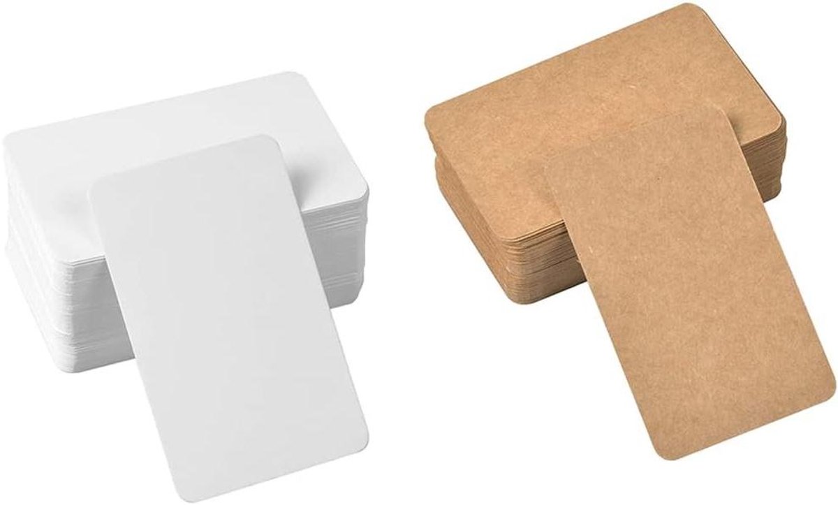 ByShane - Kraft papieren kaarten - Blanco speelkaarten - Cadeauhangers - Woorden en cijfers - Kleine wenskaarten - Notitiekaarten - Voor school en kantoor - 200 stuks.