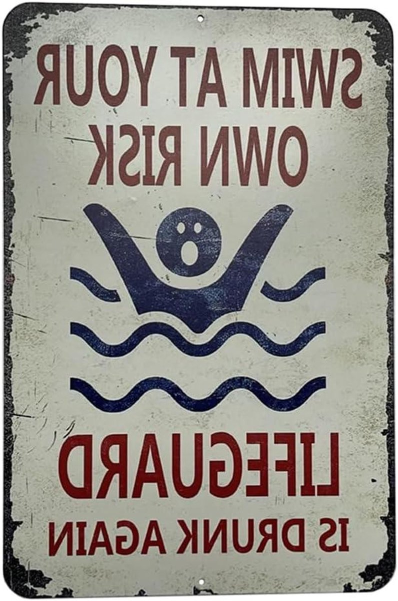 ByShane - Metalen tinnen bord voor zwembadregels en veiligheid - Boerderij decoratie - Buiten gebruik - 75 cm