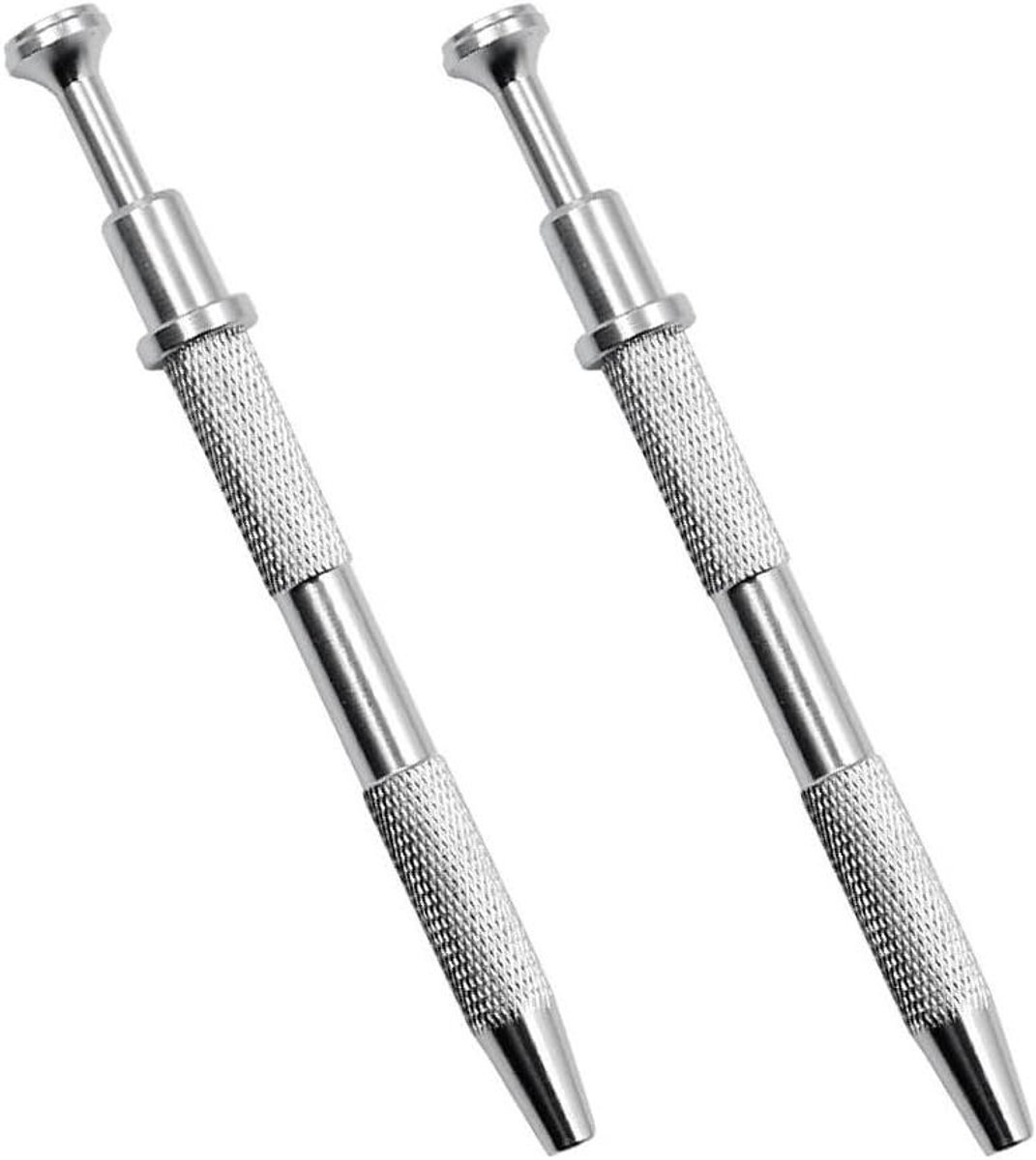 ByShane - Piercing balgrijper tool set voor het oppakken van kleine onderdelen - Telescopisch en multifunctioneel - Geschikt voor IC chips, sieraden, diamanten en kralen - 2 stuks - Zilverkleurig