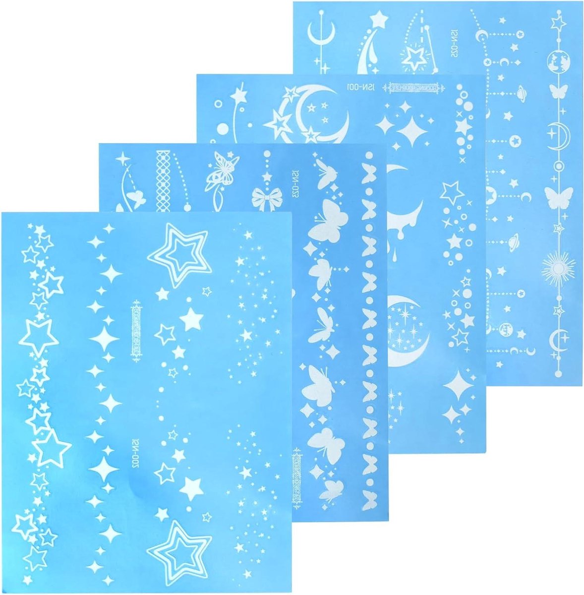 ByShane - Set van 4 glow-in-the-dark tijdelijke tattoos - waterdicht - volwassenen en kinderen - Halloween feestartikelen