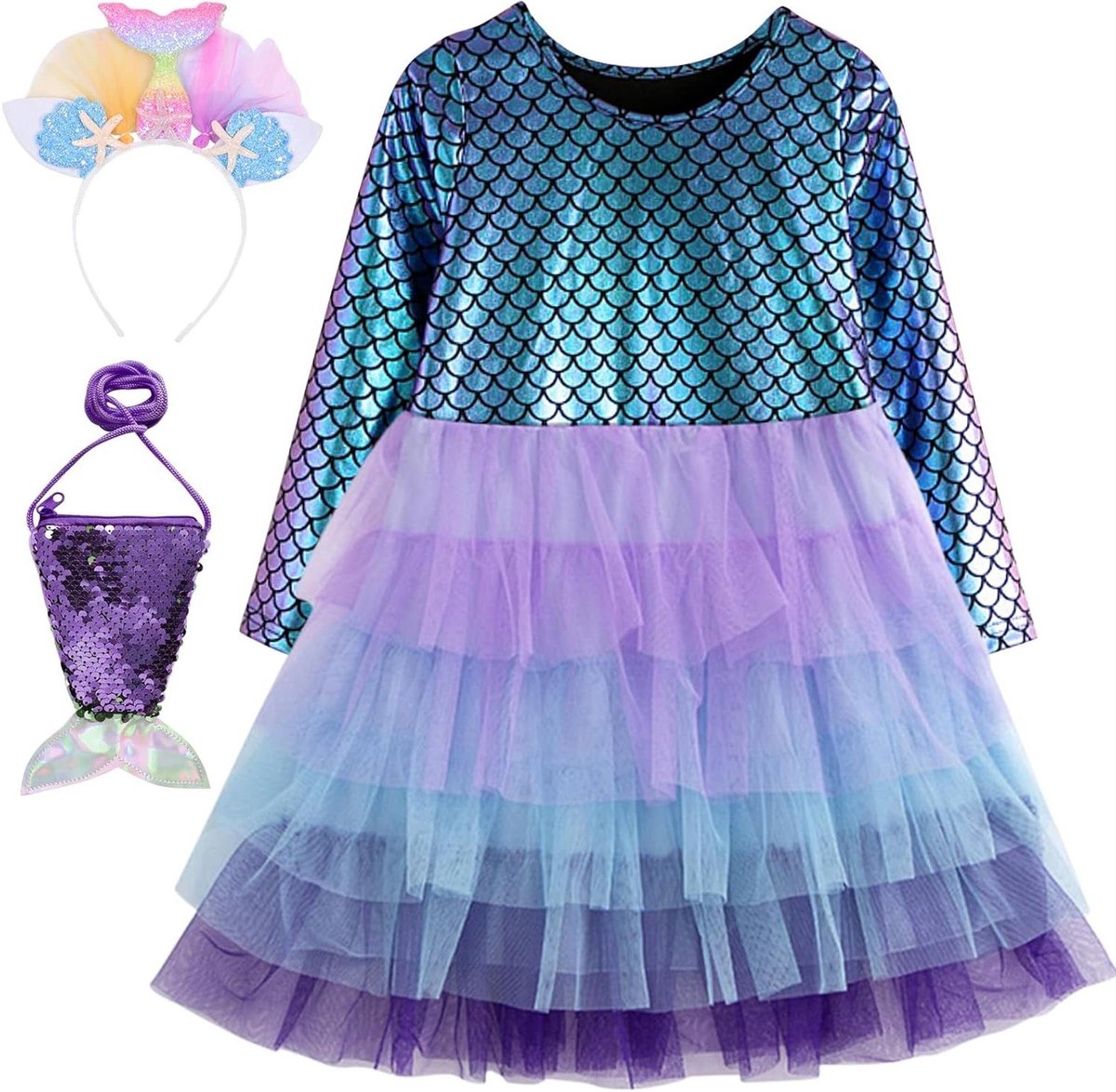 ByShane - Zeemeerminnenjurk prinsessenkostuum meisjes 5-6 jaar Halloween carnaval cosplay feest