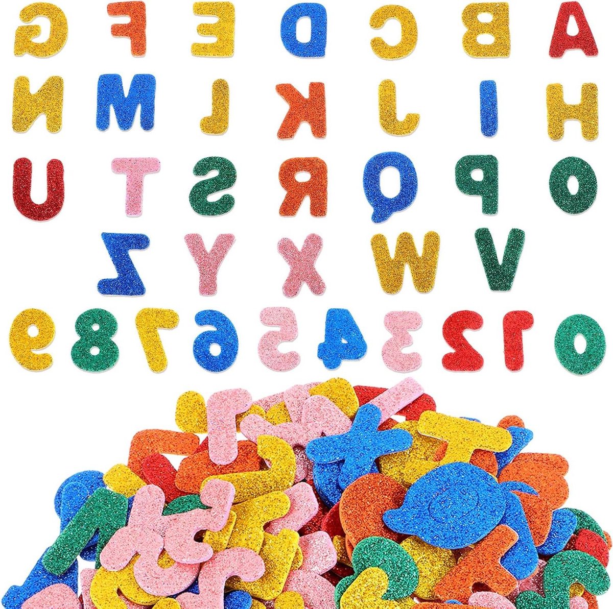ByShane - Zelfklevende schuimrubberen letters en cijfers - Stickers om zelf op te plakken - Grote cijferstickers - Voor kinderen en doe-het-zelf handwerk - Set van 170 stickers.