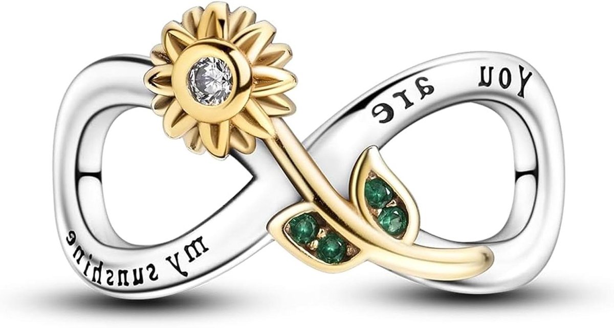 ByShane - Zonnebloem hanger van koper met 925 zilvercoating - bedels voor dames