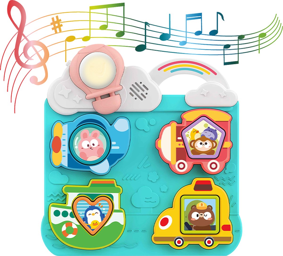 ByTwinly Kinderpuzzel - Muziek Puzzel - Montessori Speelgoed - Educatief Speelgoed - Kinderspeelgoed - Vormenstoof - Vormenpuzzel - Puzzels - Cadeau Kind - Sensorisch Speelgoed - Motoriek Speelgoed - Activiteitenbord - Muziek En Geluid - Blauw