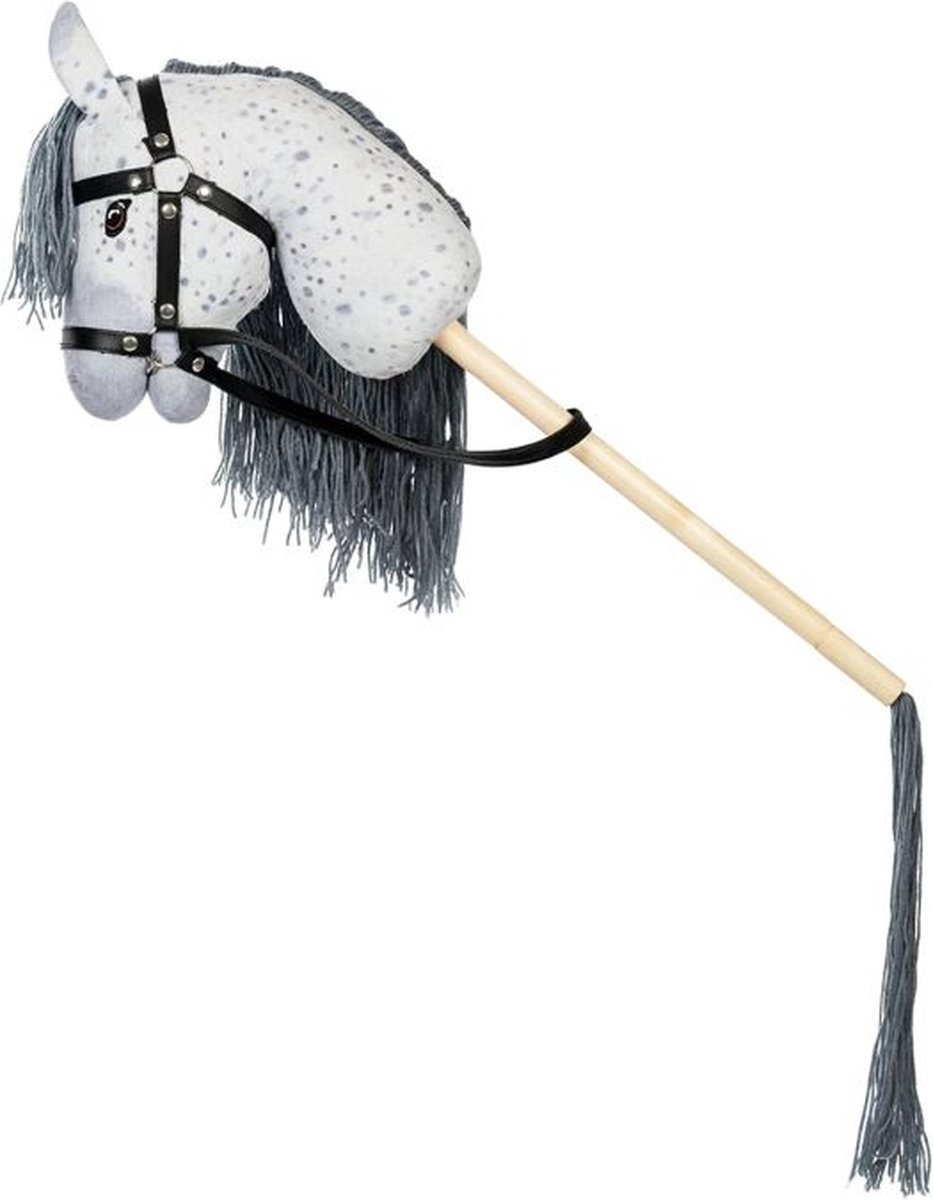 Hobby Horse - Lichtgrijs - met Hoofdstel en Bit - stokpaard hobby horse stokpaardje