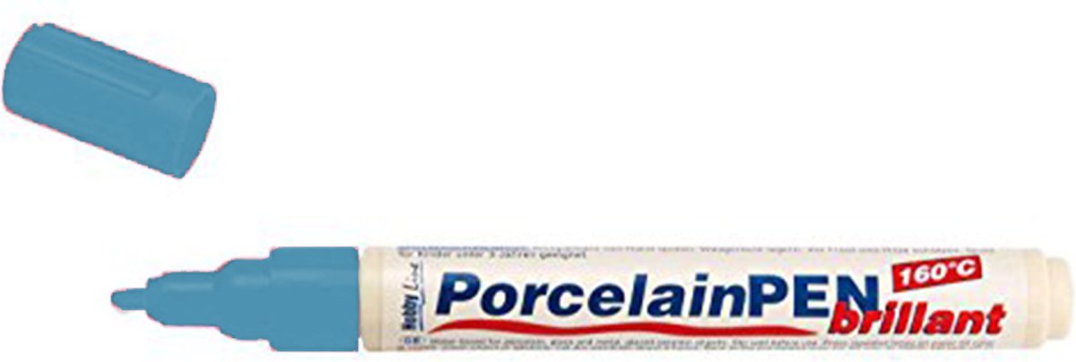 Hobby Line Blauwe Porcelain Pen - Glas- en porseleinstift op waterbasis geschikt voor glas, porselein, metaal en keramiek