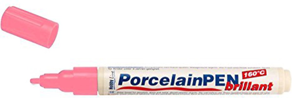 Hobby Line Roze Porcelain Pen - Glas- en porseleinstift op waterbasis geschikt voor glas, porselein, metaal en keramiek