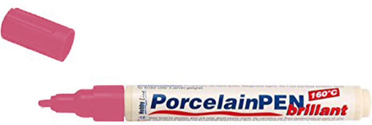 Hobby Line Toermalijn Roze Porcelain Pen - Glas- en porseleinstift op waterbasis geschikt voor glas, porselein, metaal en keramiek