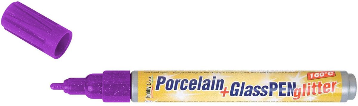KREUL Glitter Violet Glas- en Porseleinstift - Porcelain+GlassPen Glitter 160 °C