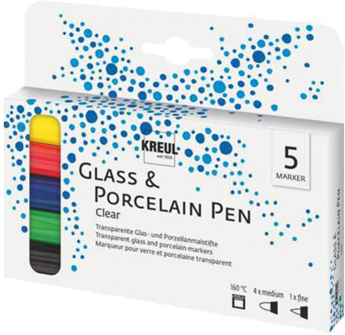 Kreul Glass & Porselein Pen Set - Geschikt voor decoraties op acryl, glas, porselein, metaal, metaalfolie, keramiek en spiegels
