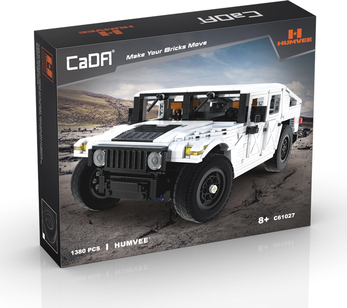 Cada Humvee Off-Road Vehicle 1:12 (gemotoriseerd) - Hummer, leger, legervoertuig - Cada C61027W - Compatible met de bekende merken - Motoren, accu, afstandsbediening - 1380 onderdelen