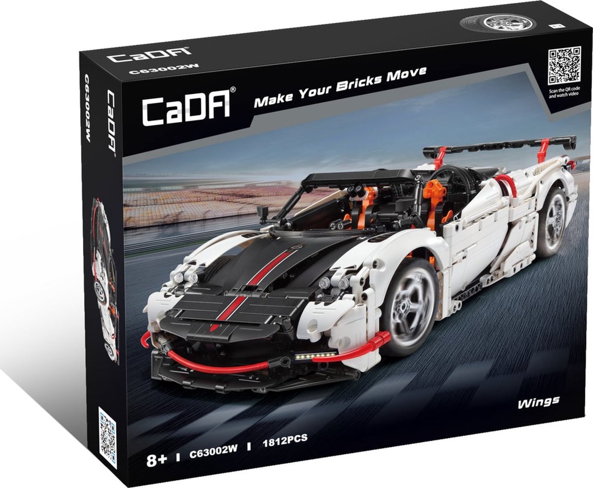 Cada Wings sports car (RC) - Supercar - Cada C63002W - Compatible met de bekende merken - Bouwset, constructieset - 1812 onderdelen