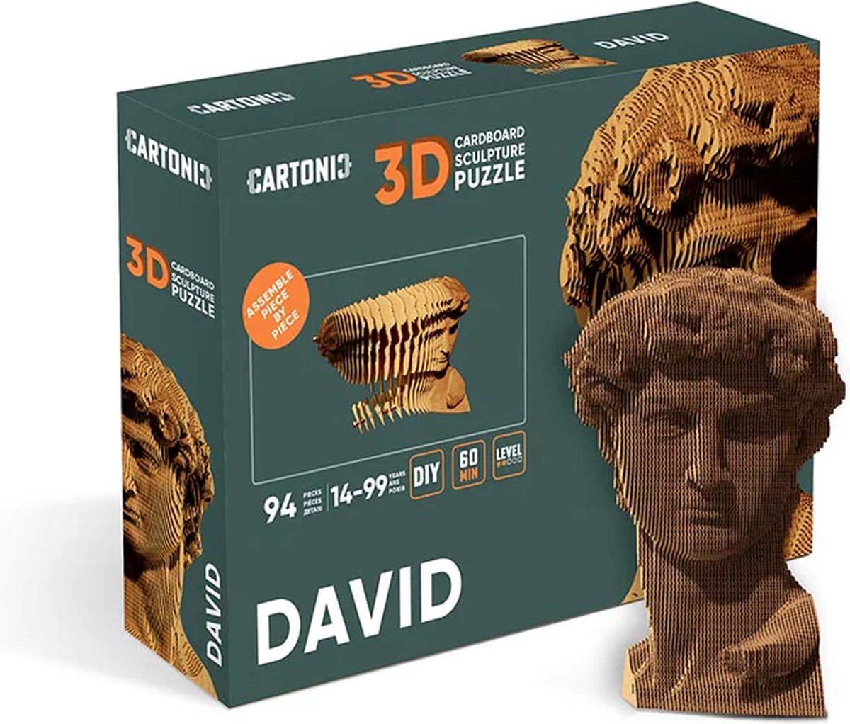 CARTONIC- DAVID- 3D PUZZEL- 3d- puzzel- DIY- cadeau-kado-kinderen-speelgoed-kinderen en volwassenen