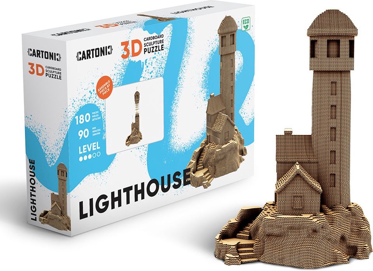 CARTONIC- Lighthouse- 3D puzzel- Speelgoed - DIY- Creatief - Karton - Voor kinderen en volwassenen