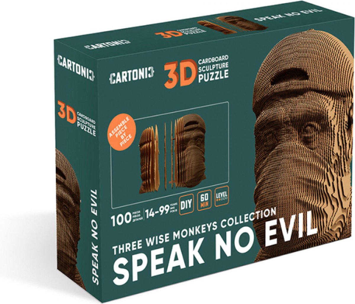 CARTONIC- THREE WISE MONKEYS: SPEAK NO EVIL- 3D puzzel- puzzels-DIY-Kinderen en volwassenen