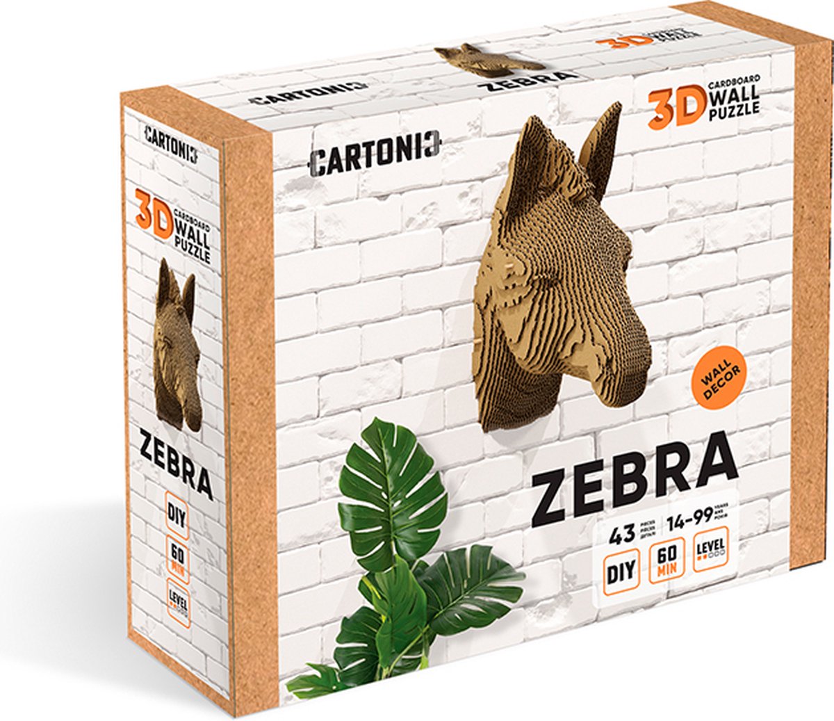 CARTONIC- Zebra- 3d puzzel- 3D- puzzelen-DIY- Kinderen en Volwassenen- decoratie- thuis- muurdecoratie- Ecologisch