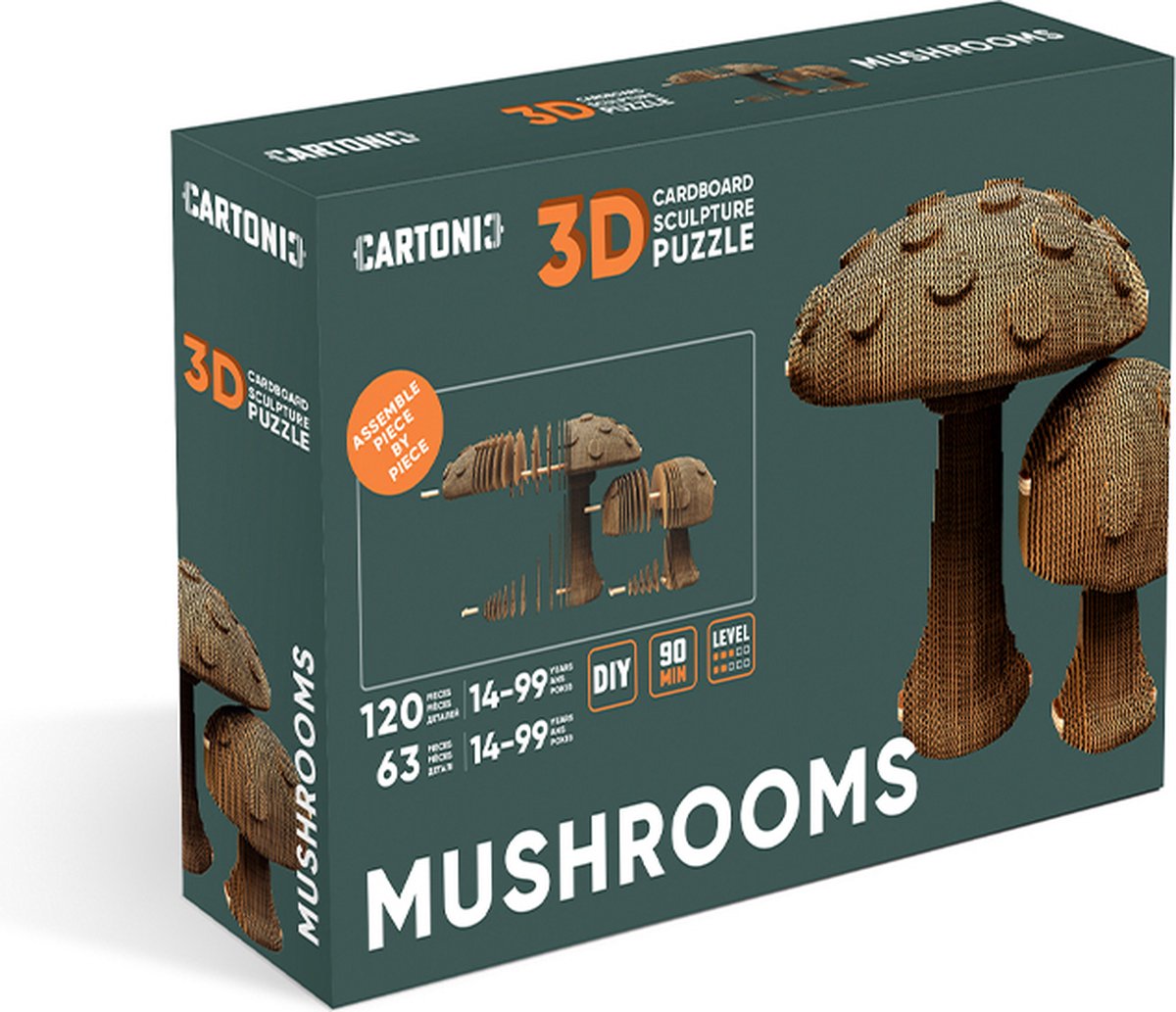 CARTONIC-paddenstoel- 2IN1 mushroom- 3d puzzel- kinderen en volwassenen- DIY- puzzle- decoratie- sfeer