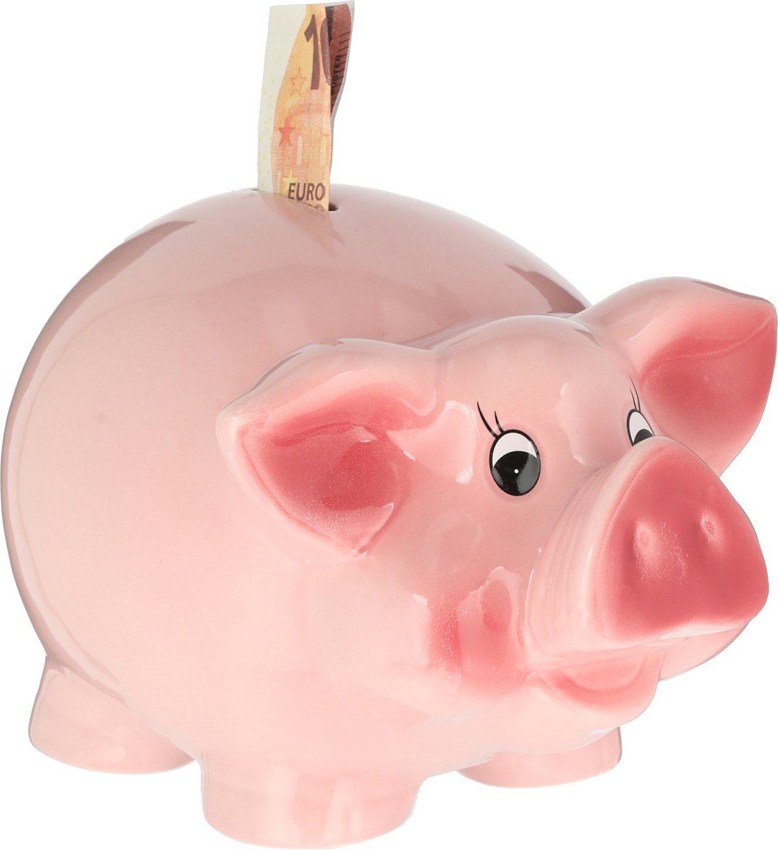 Grote spaarpot/spaarvarken roze 25 cm van dolomiet - Spaarvarkens