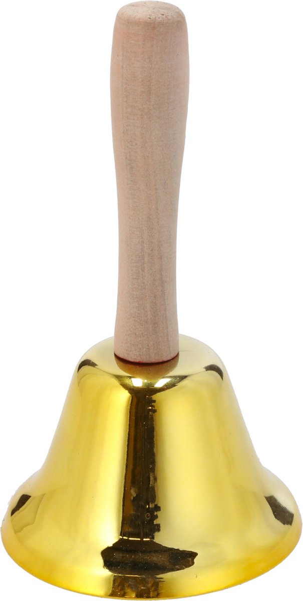 Tafelbel/handbel goud 12 cm  - butler bel / kerstman bel