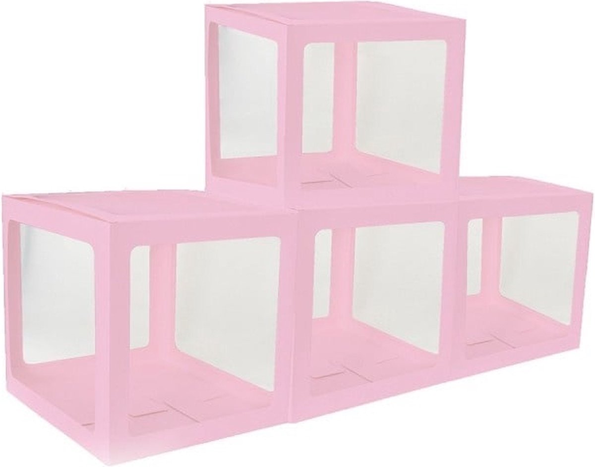 Ballonstandaard Blokken Roze - 4 stuks