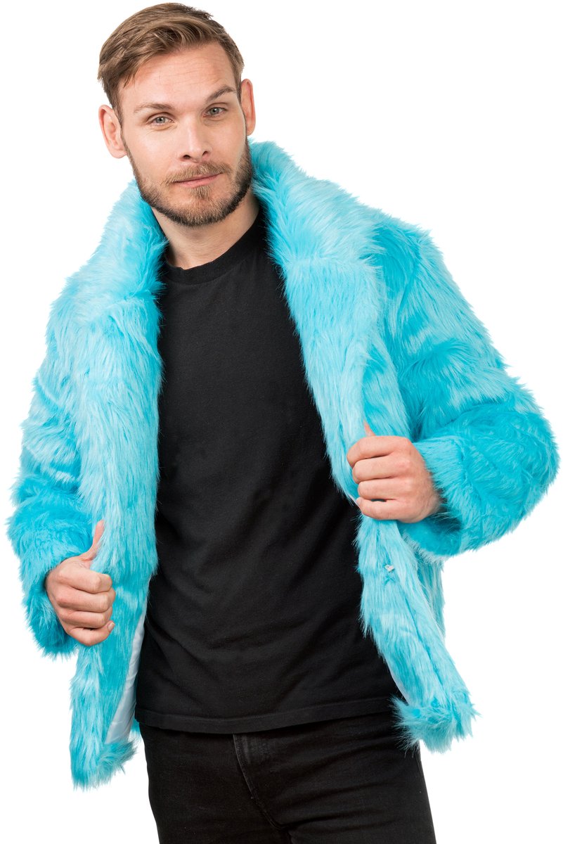 CHAKS - Blauw bontjas voor volwassenen - XL (190 cm)