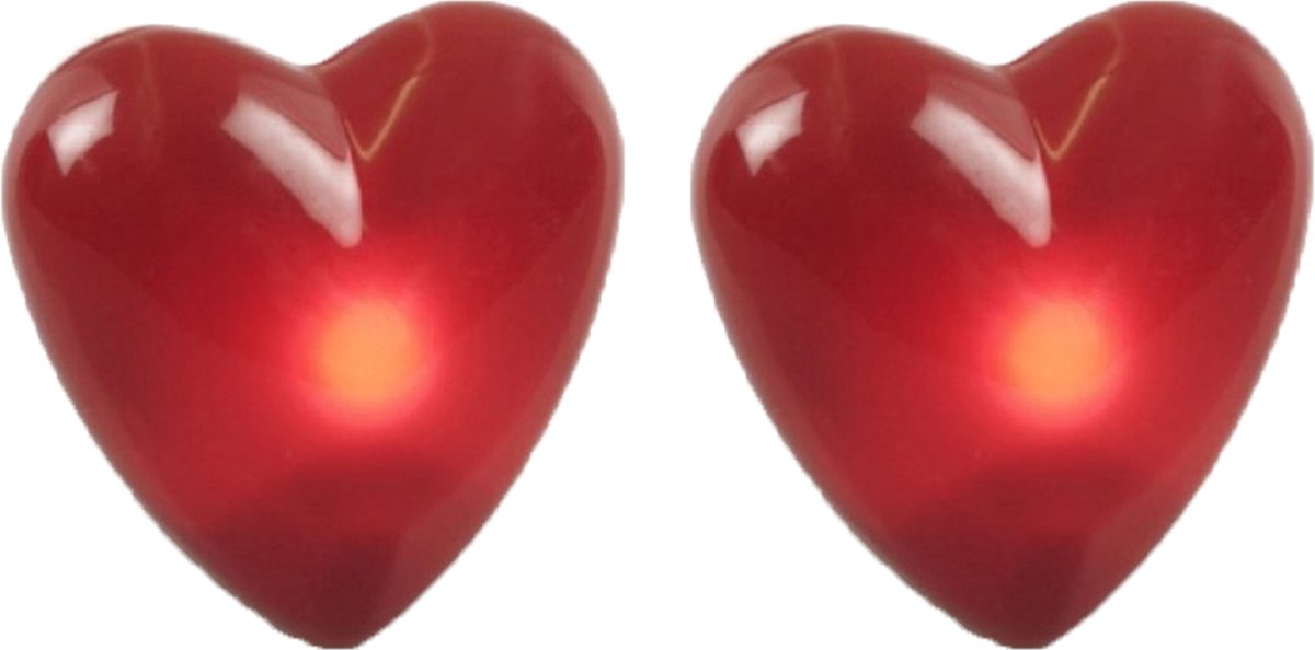 Chaks Hartjes broche - 2x - met knipperlicht - op batterijen - 4 cm