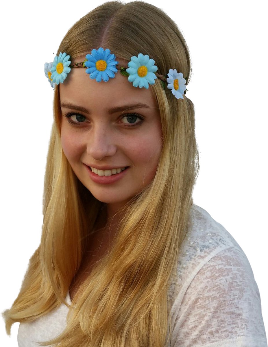4 Hippie haarbandjes - 3 kleuren blauw - Toppers 2022