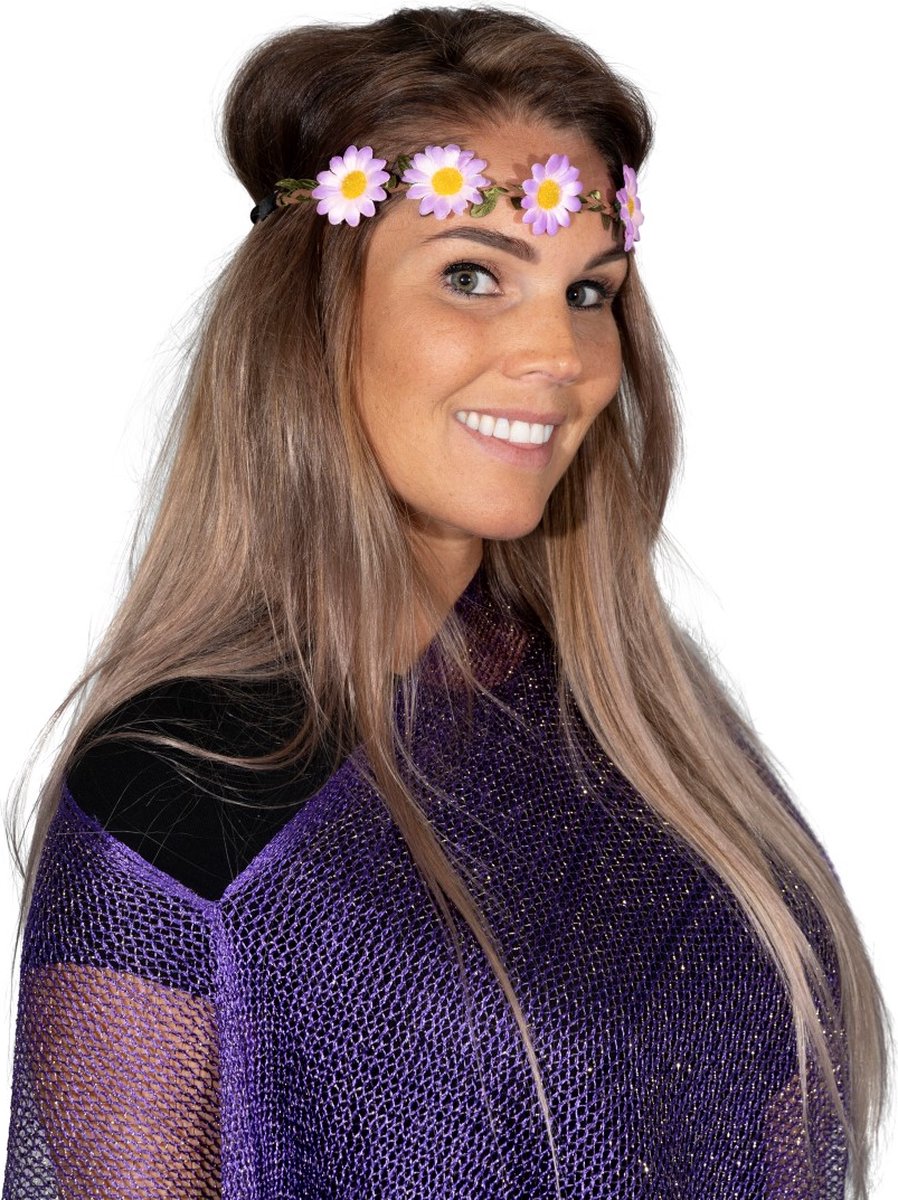 4 Hippie haarbandjes - roze/paars -Toppers 2022