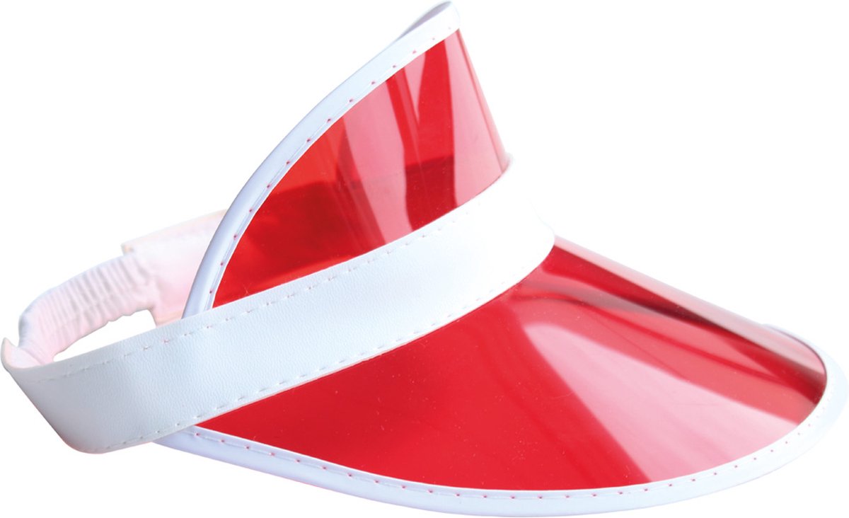 5 stuks - Zonneklep - Transparant - Carnaval - Festival - Neon - Rood