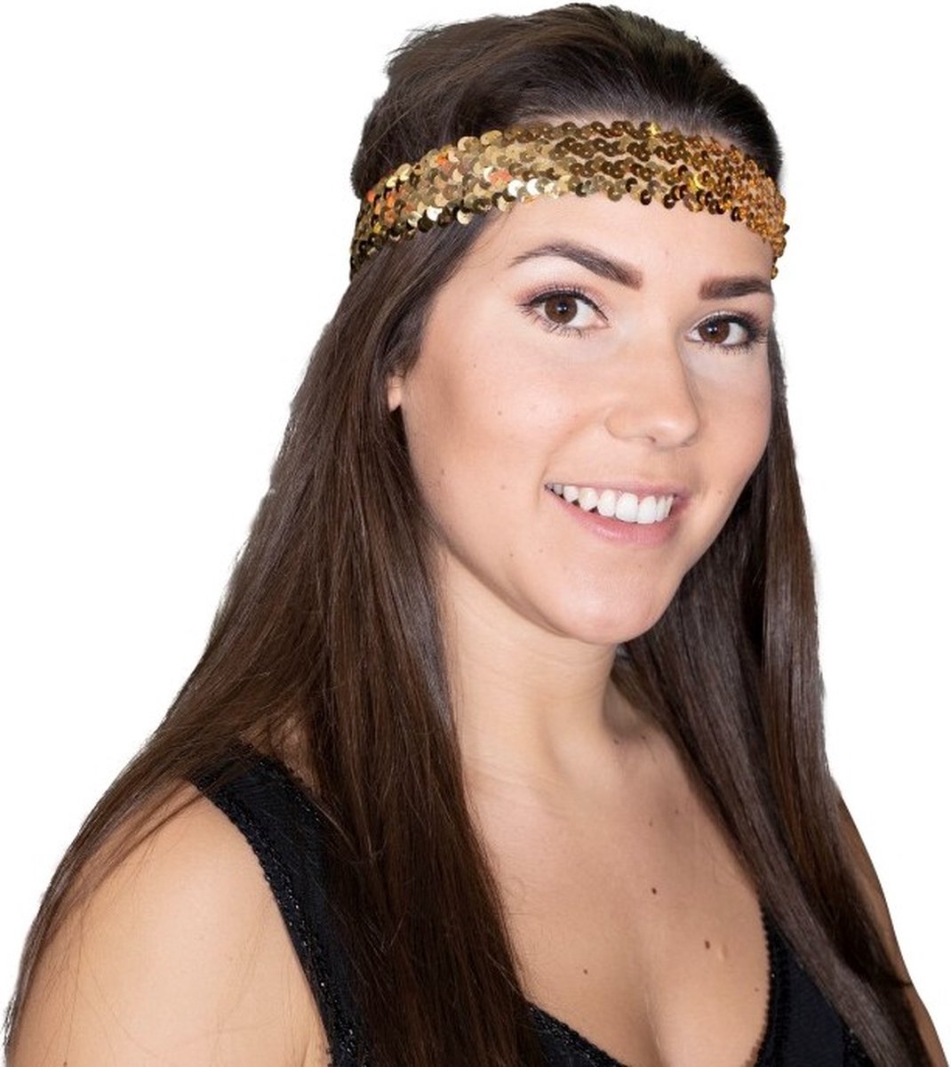 5 stuks Toppers 2022 - Hippie - Peace - Disco pailletten haarbandje goud