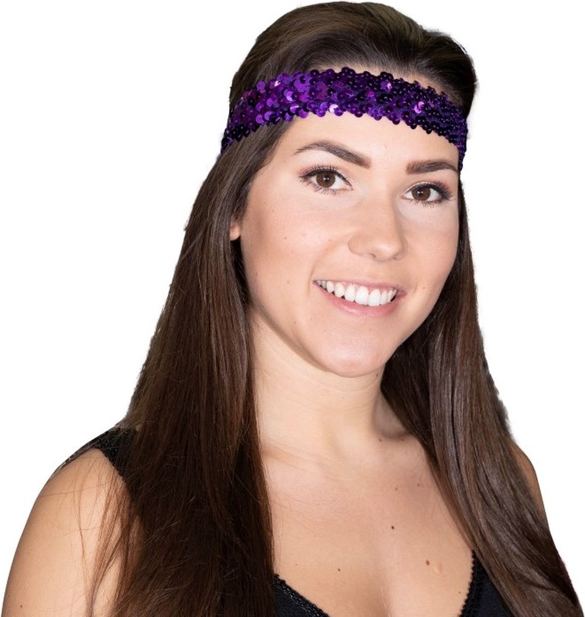 5 stuks Toppers 2022 - Hippie - Peace - Disco pailletten haarbandje paars