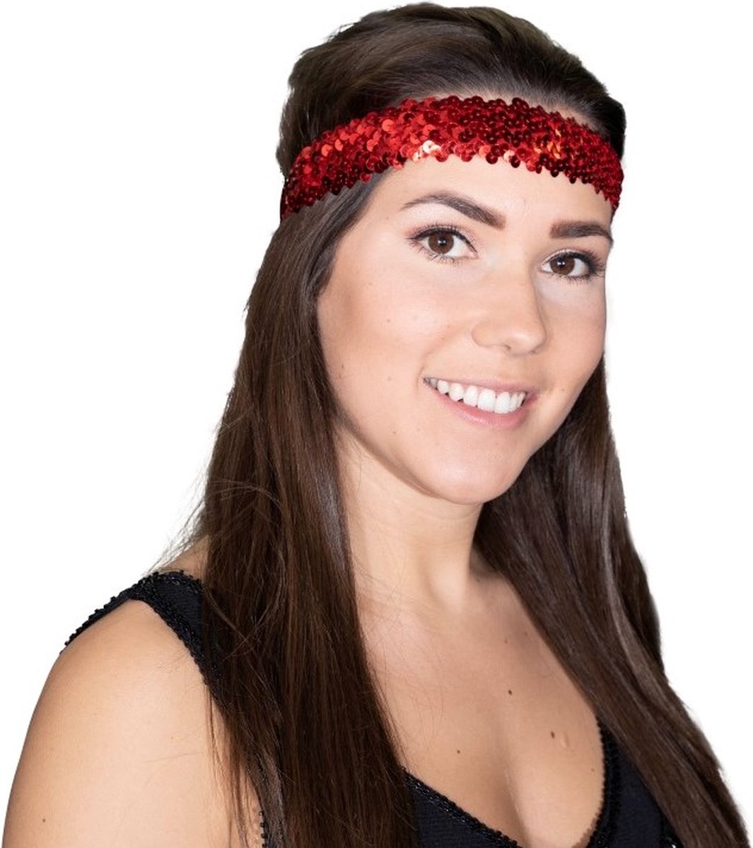 5 stuks Toppers 2022 - Hippie - Peace - Disco pailletten haarbandje rood