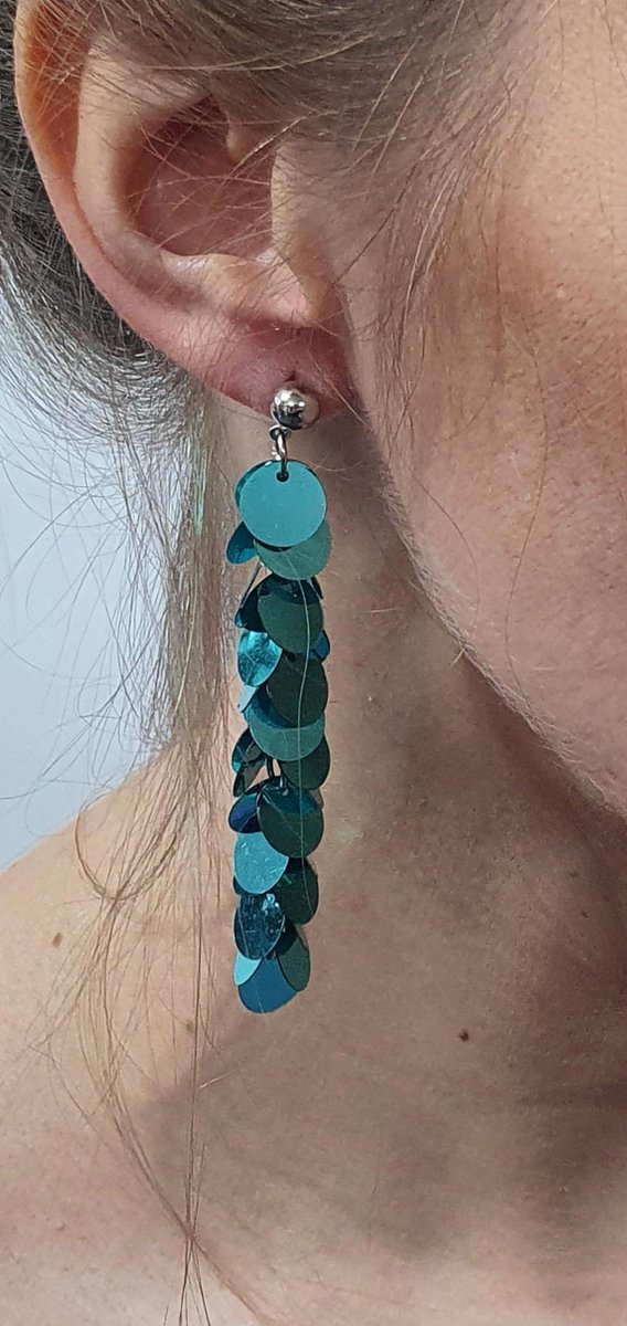 CHIAMAX - disco - pailletten oorbellen - turquoise