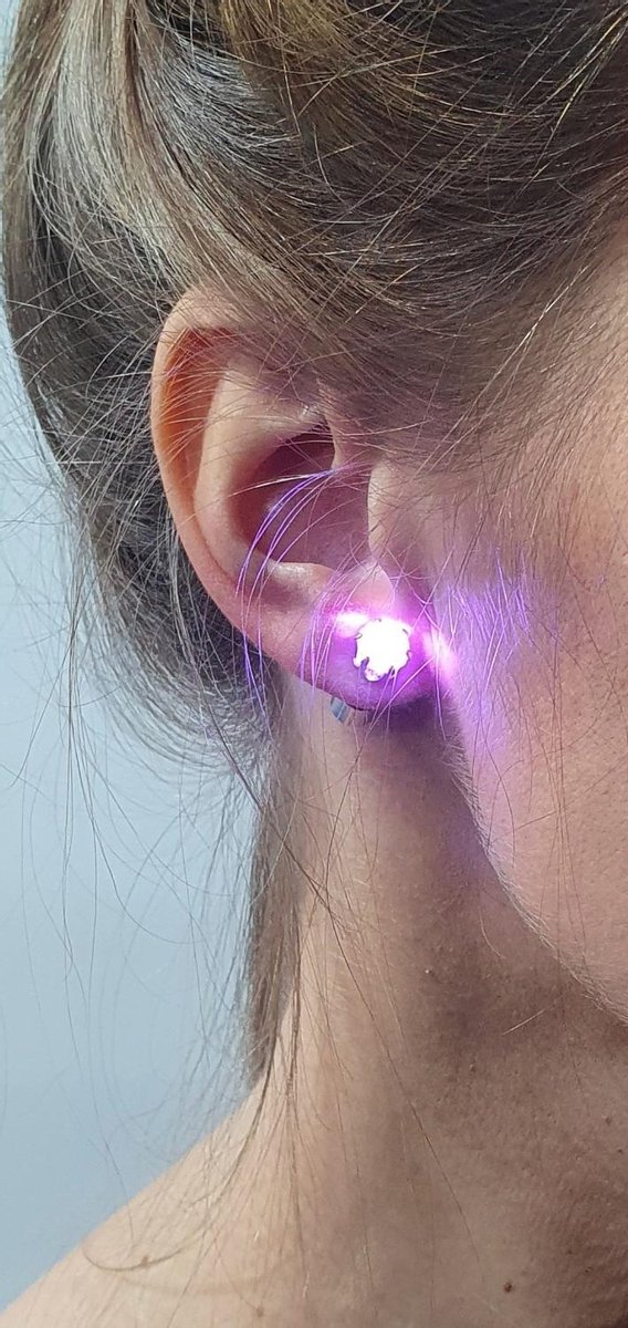 CHIAMAX-LED-oorbellen-knopjes-2 stuks-nieuwjaar-paars
