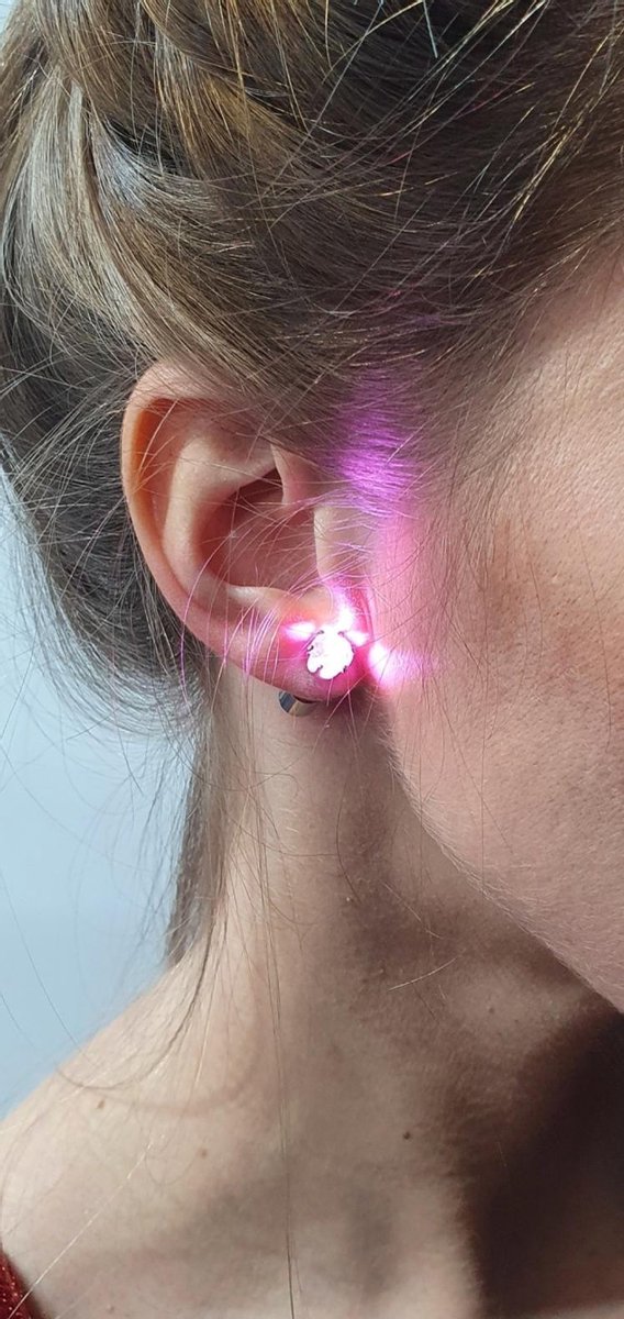 CHIAMAX-LED-oorbellen-knopjes-2 stuks-nieuwjaar-roze