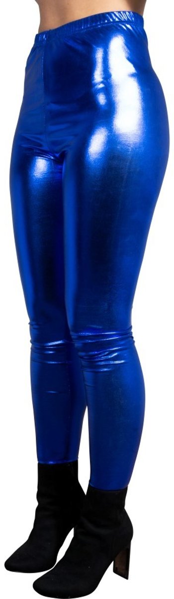 Glanzende Toppers legging, kobalt blauw