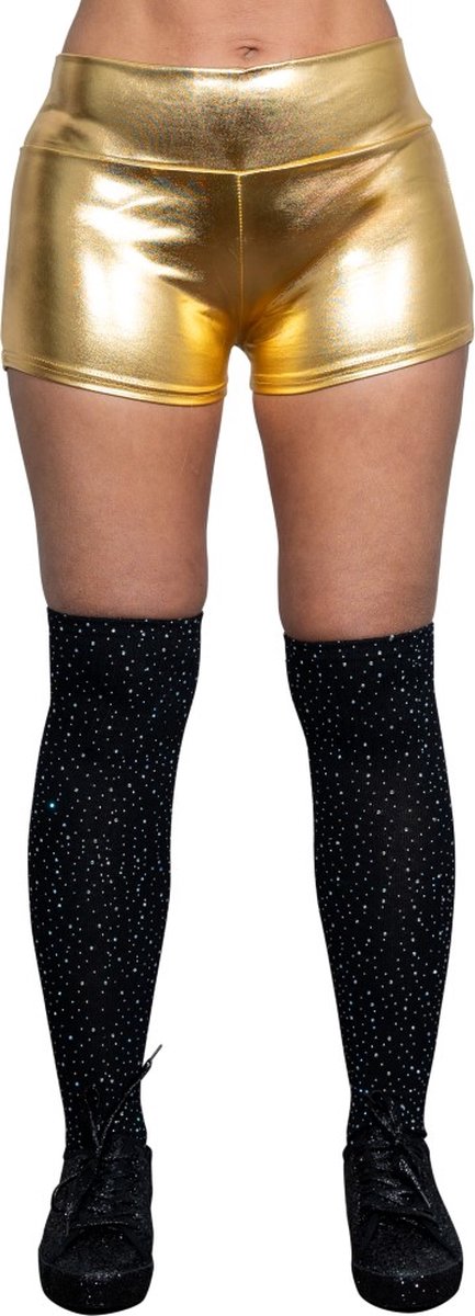Glanzende hotpants -goud - L - 38 - festival - Toppers 2025