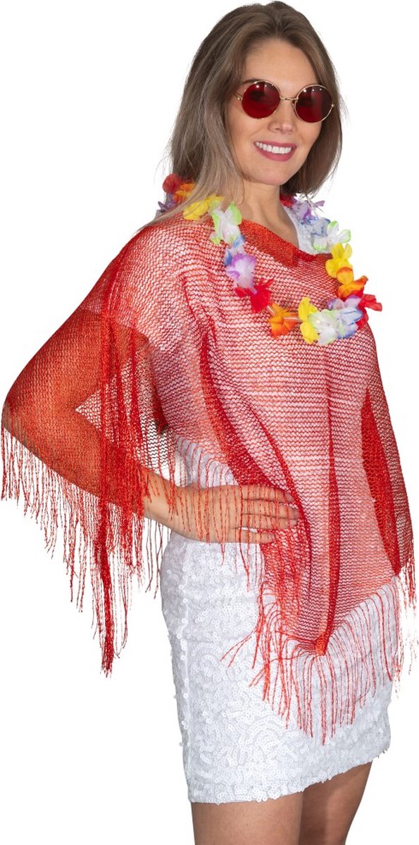 Toppers 2024 Tropicana - Rode setje - Festivalponcho - Led Hawaii slinger - Bril - Beach/ Summer/ Zomer