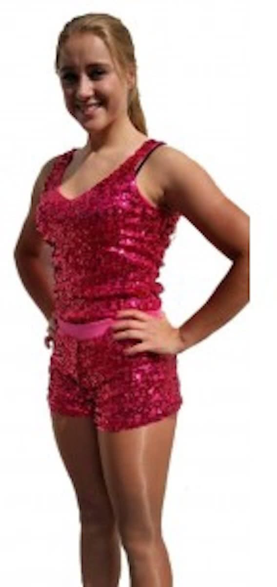 Toppers hotpants pailletten fuchia