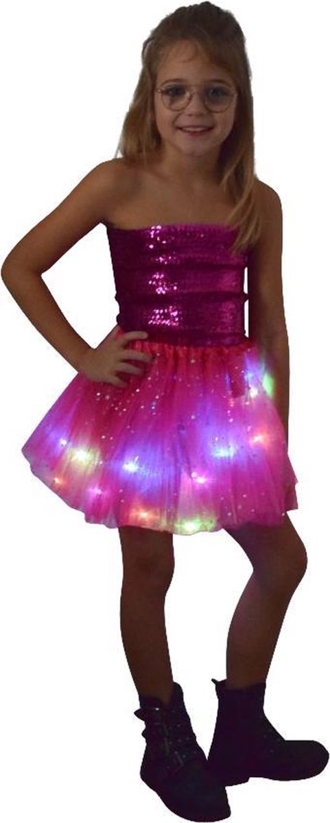 Tutu - meisjes petticoat - Magic - tule rokje - met gekleurde lichtjes - neon pink - ballet - ballerina - musical - verjaardag - sinterklaas - kerstmis - carnaval