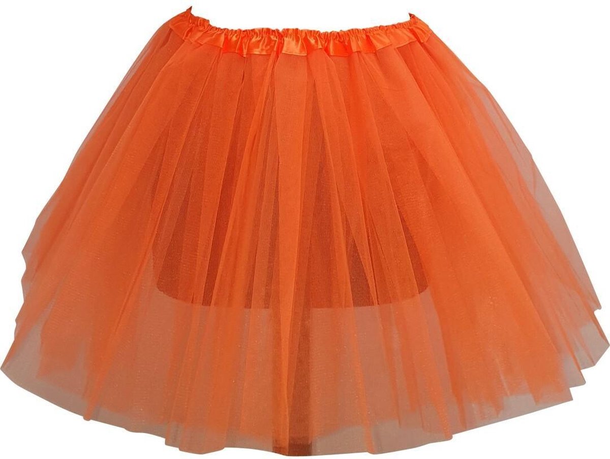 Tutu – dames – petticoat – 40 cm - tule rokje – neon oranje  - 3 lagen - musical - verjaardag - sinterklaas – kerstmis – carnaval – ballet - ballerina