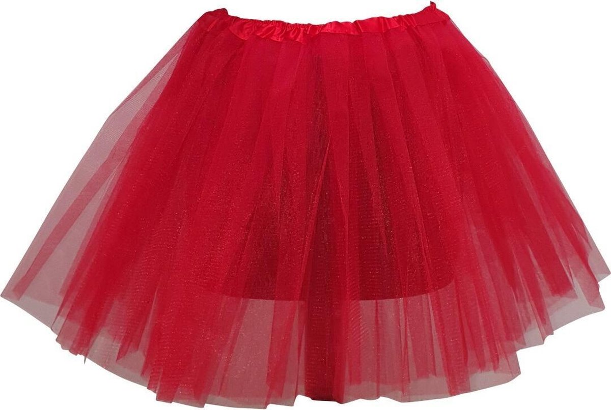 Tutu – dames – petticoat – 40 cm - tule rokje – rood  - 3 lagen - musical - verjaardag - sinterklaas – kerstmis – carnaval – ballet - ballerina