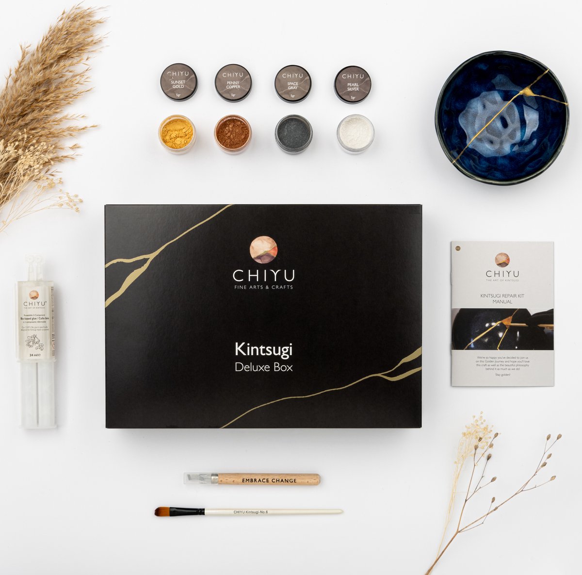 CHIYU Kintsugi Repair Kit: Deluxe Box - Goud - Zilver - Koper - Zwart