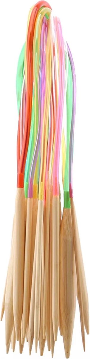 CHPN - Breinaalden - Ronde naalden - Breinaald - 18-delig - set - rondbreinaalden van bamboe - Maten 20 tm 100 mm