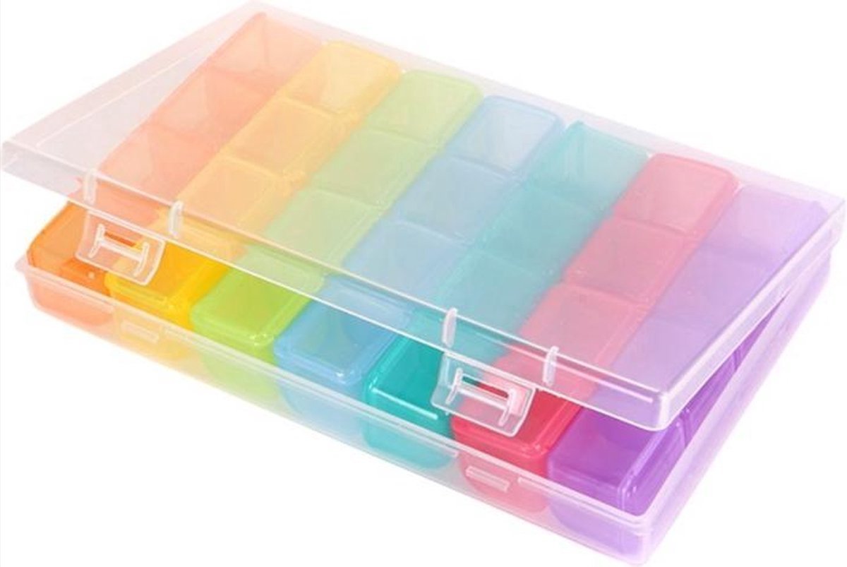 CHPN - Diamond Painting Opbergbox - Diamond painting doos - Opbergbox met 28 bakjes - Diamond Painting Opbergdoos - Sorteerdoos - Hobbydoos - Gekleurde doosjes
