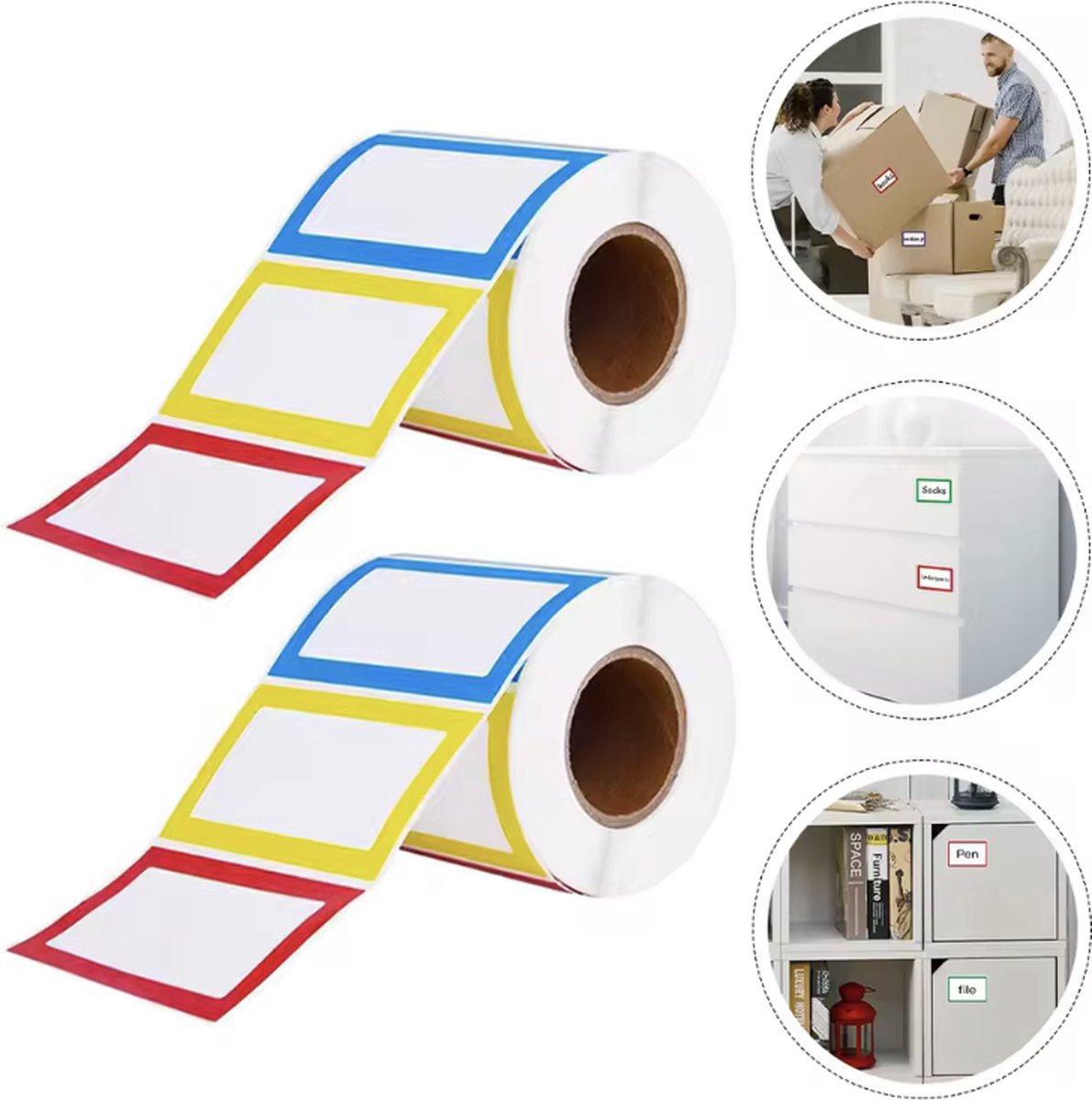 CHPN - Etiketstickers - Etiketten - Stickers - 300 stuks - Naamstickers - Multicolor - 8.9x5.7 cm - Gekleurde labels