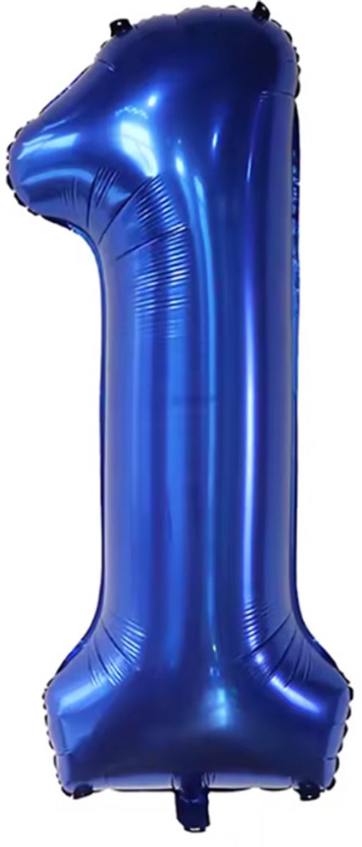 CHPN - Folieballon - 1 jaar - 41CM - Cijferballon - Blauw - Ballon - Feestdecoratie - Eerste verjaardag - Party - Verjaardag - Een - Blauwe cijfer ballon