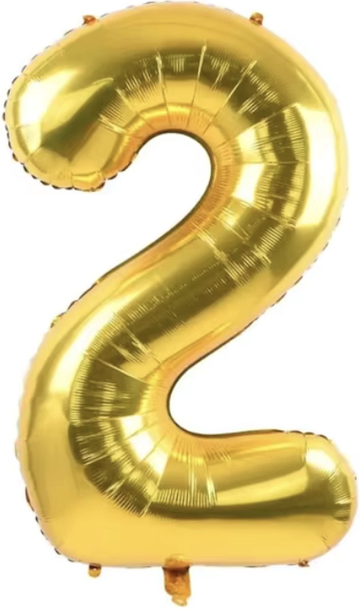 CHPN - Folieballon - 2 jaar - 70CM - Cijferballon - Goud - Ballon - Feestdecoratie - Tweede verjaardag - Party - Verjaardag - 2 - Gouden cijferballon