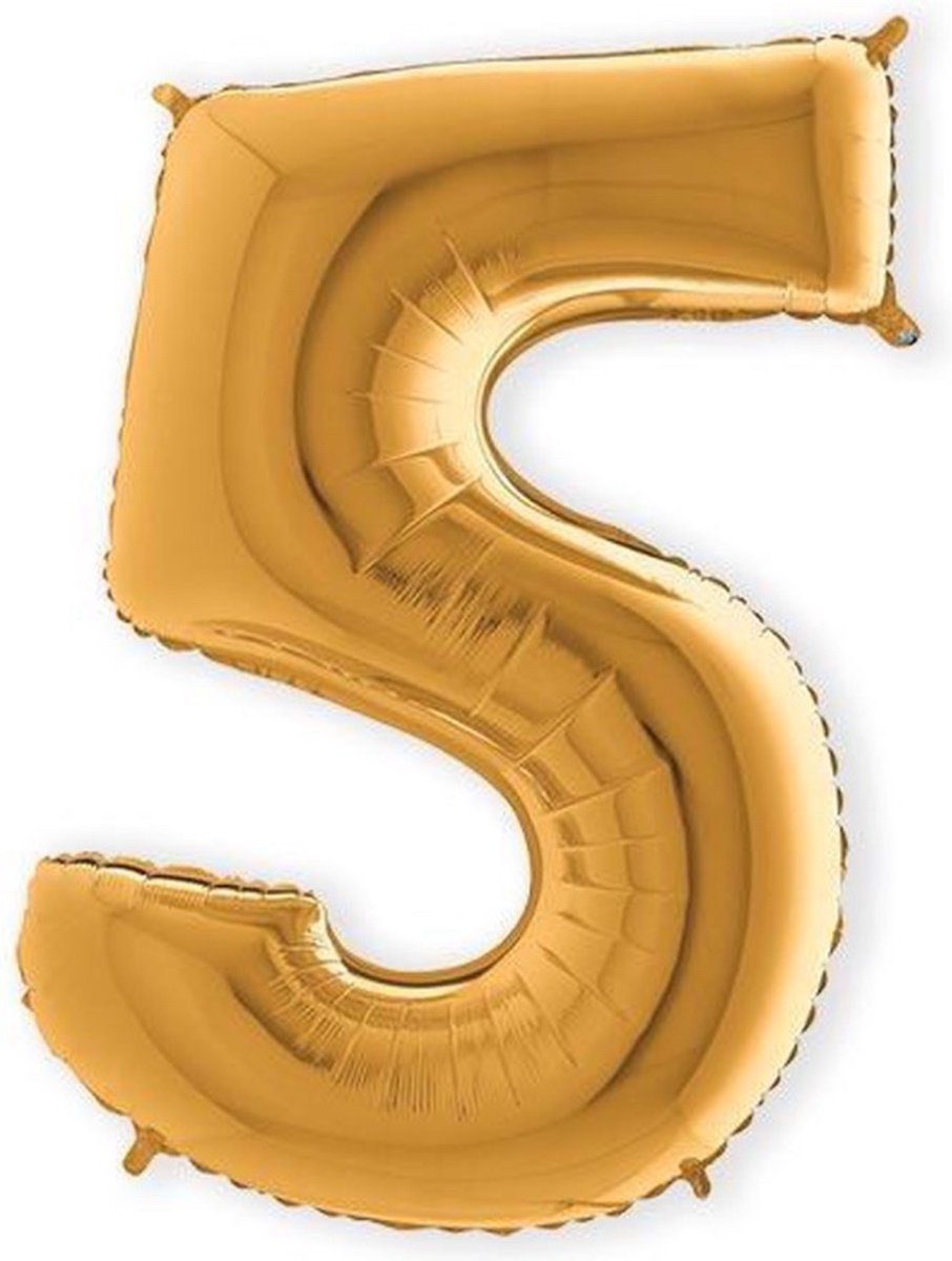 CHPN - Folieballon - 5 jaar - 70CM - Cijferballon - Gouden ballon - Ballon - Feestdecoratie - Verjaardag - Party - Verjaardag - 5 - Vijf - Gouden cijfer ballon