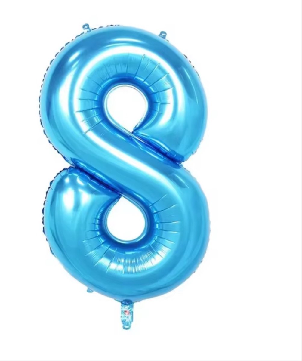 CHPN - Folieballon - 8 jaar - 70CM - Cijferballon - Blauwkleurige ballon - Ballon - Feestdecoratie - Verjaardag - Party - Verjaardag - 8 - Acht - Blauw